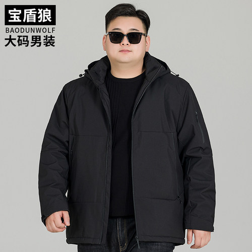 肥佬宽松大码棉衣冬季脱卸帽外套
