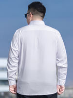Simple and versatile white shirt for men, large-sized business casual top, loose and casual long-sleeved shirt for fat people without ironing thumbnail 6
