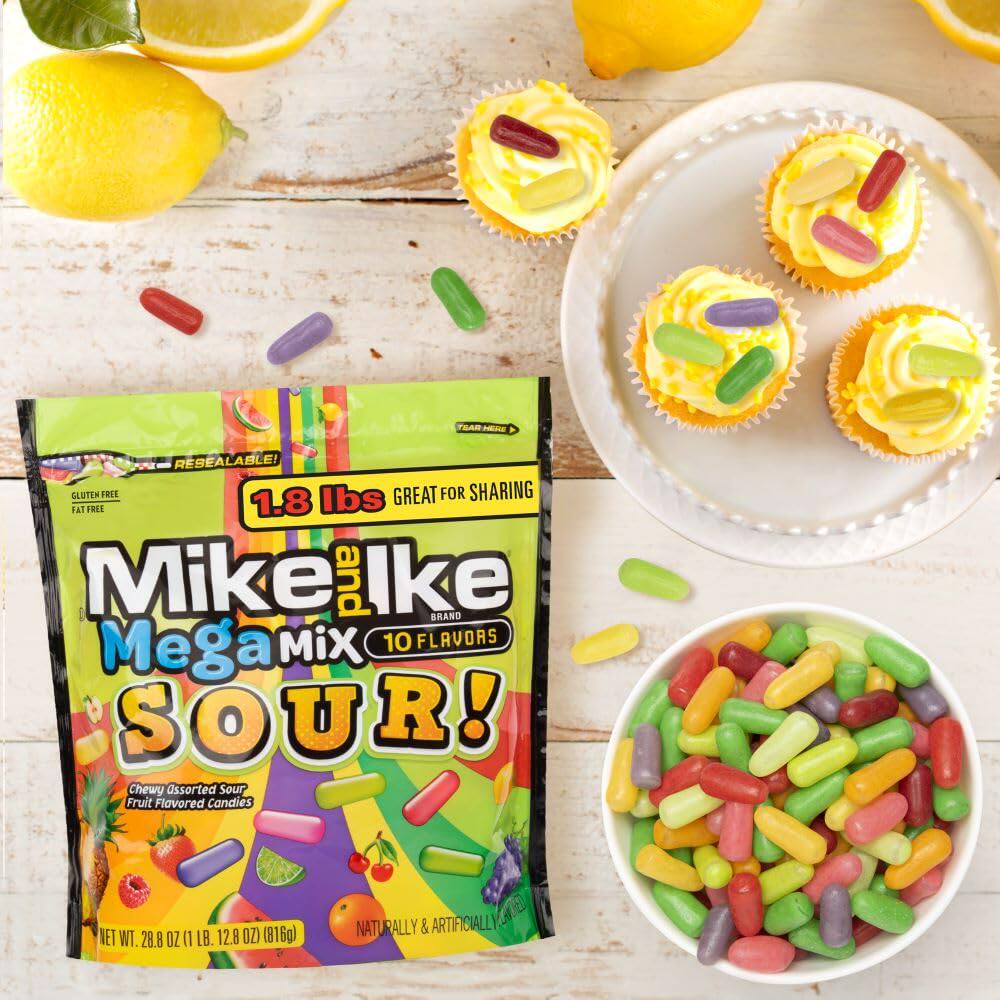 Mike and Ike - 美国进口十种水果口味聚会零食疯狂酸味糖果816g