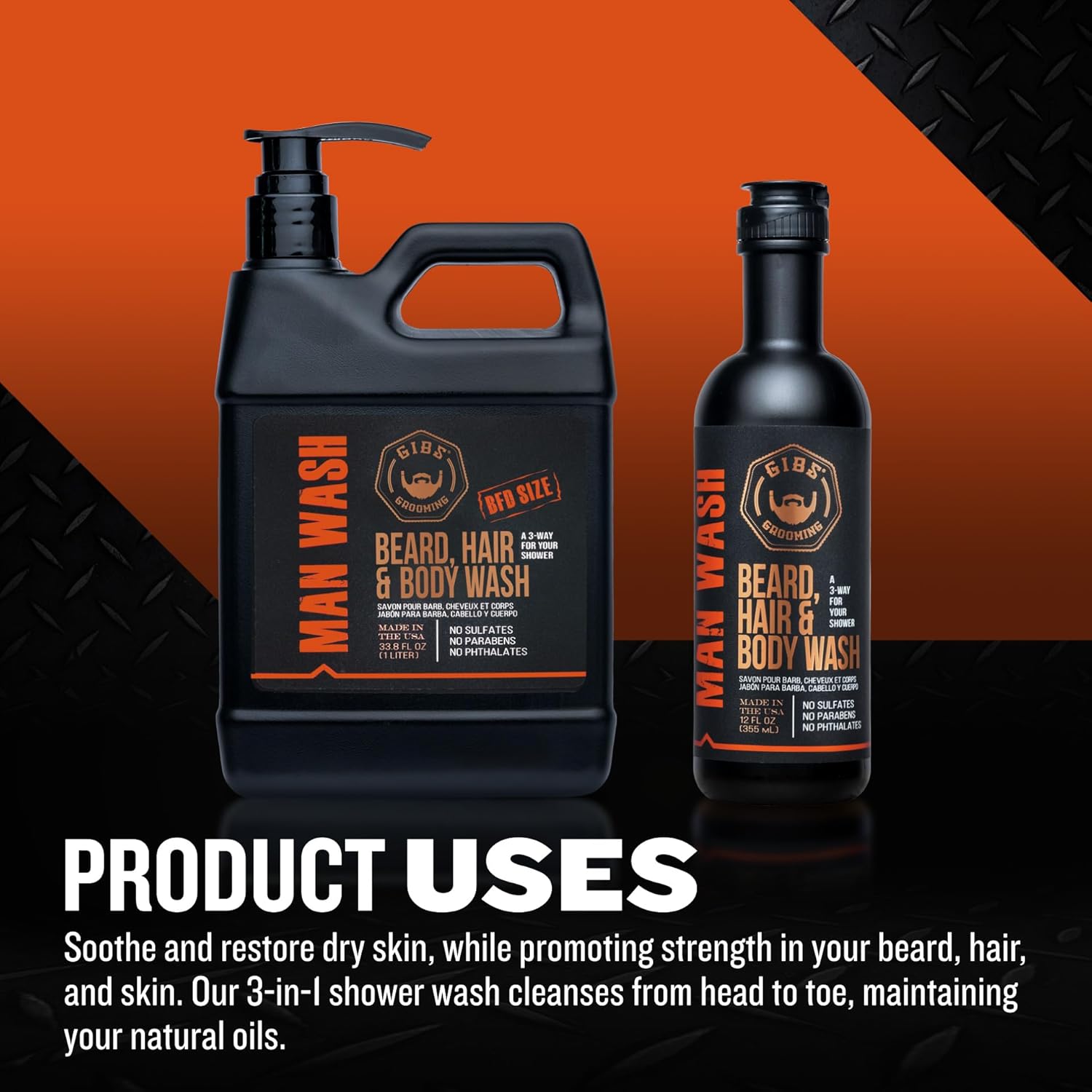 GIBS美国男士3合1身体清洁茶树油可拜巴香脂清洁胡须洗发水沐浴露