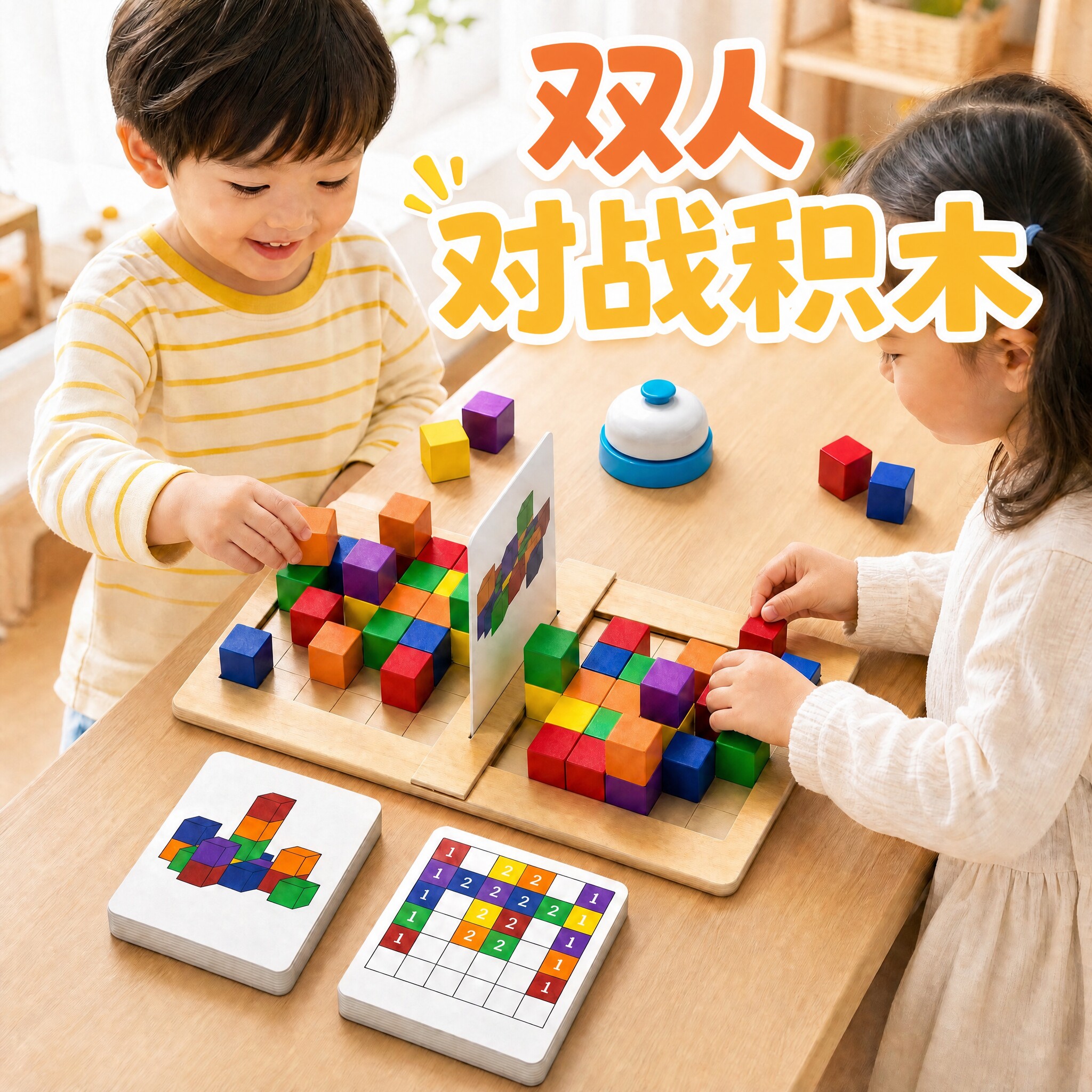 双人对战积木立体空间思维儿童桌游亲子益智幼儿园大班数学区玩具