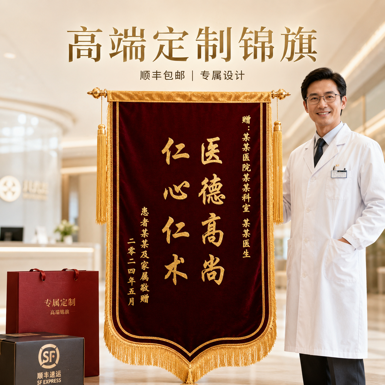 高端锦旗定制定做感谢医生定做制作感谢老师感谢幼儿园老师感谢民警送