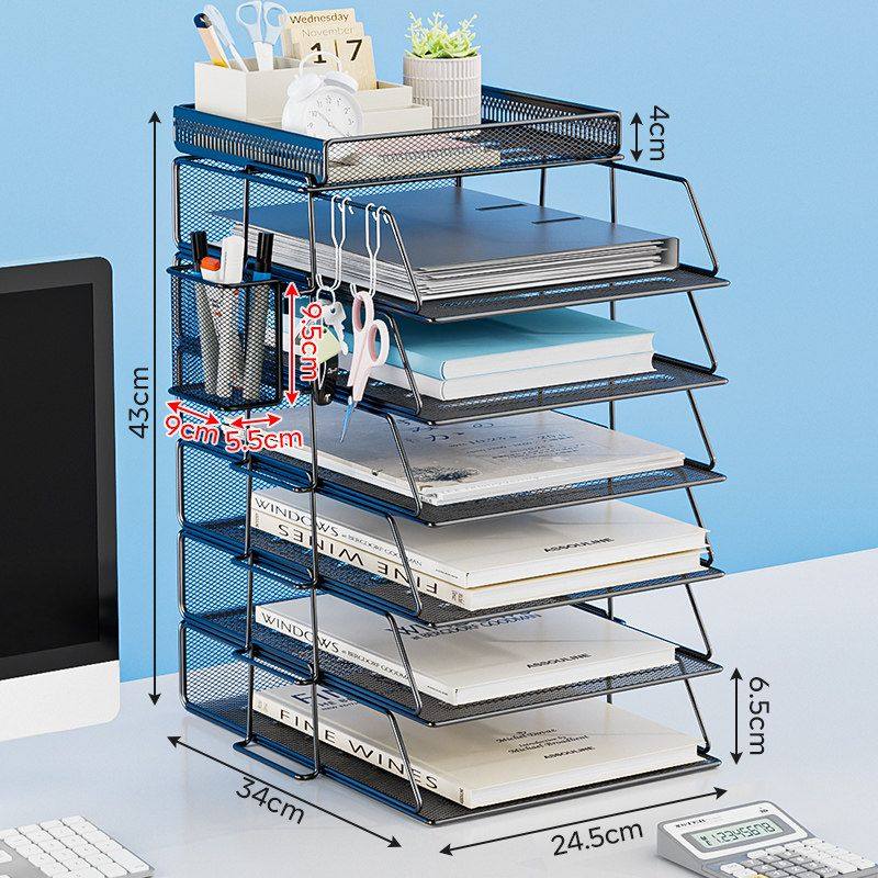 桌面文件放置收纳架多层分层办公桌办公室用品置物架书架文件栏三五层铁文件框桌上a3a4黑色资料工位整理盒,文具电教/文化用品/商务用品,文件座/文件架/文件框,淘宝优惠券,粉丝福利购,淘宝优惠卷