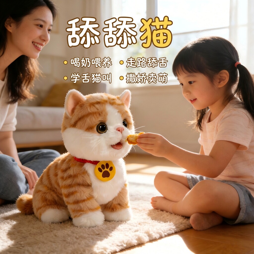 仿真猫咪毛绒电动会走会叫玩偶图片