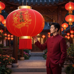 红灯笼新款2026年挂饰中国风大门口一对马年阳台玄关过年专用led