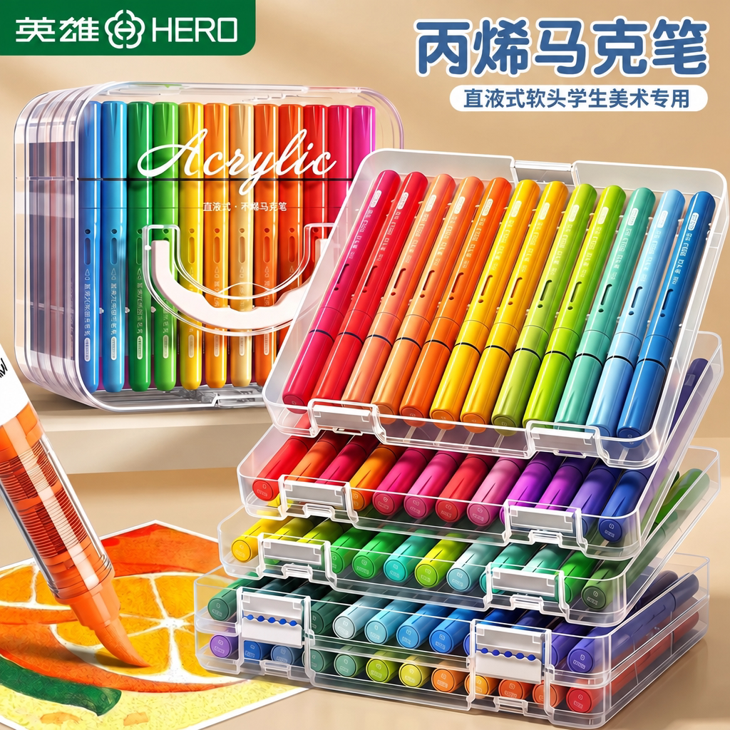 【120色】直液软头丙烯马克笔