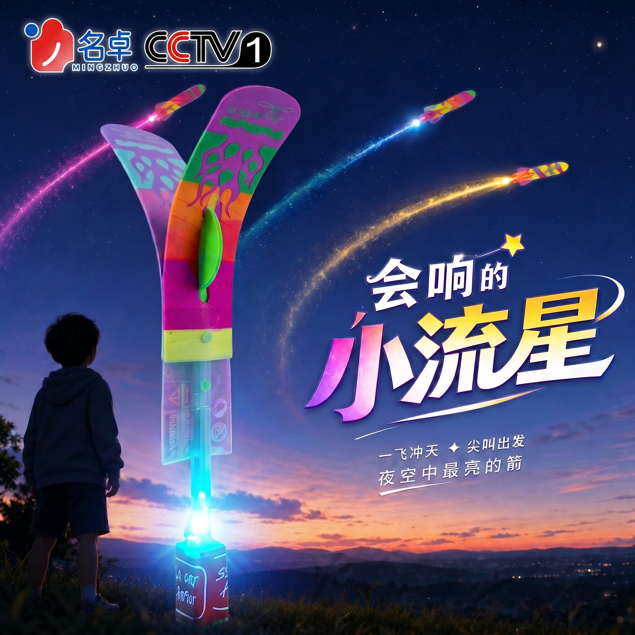 发光玩具高质量儿童大号弹射口哨飞箭飞天小男女孩竹蜻蜓夜市弹弓