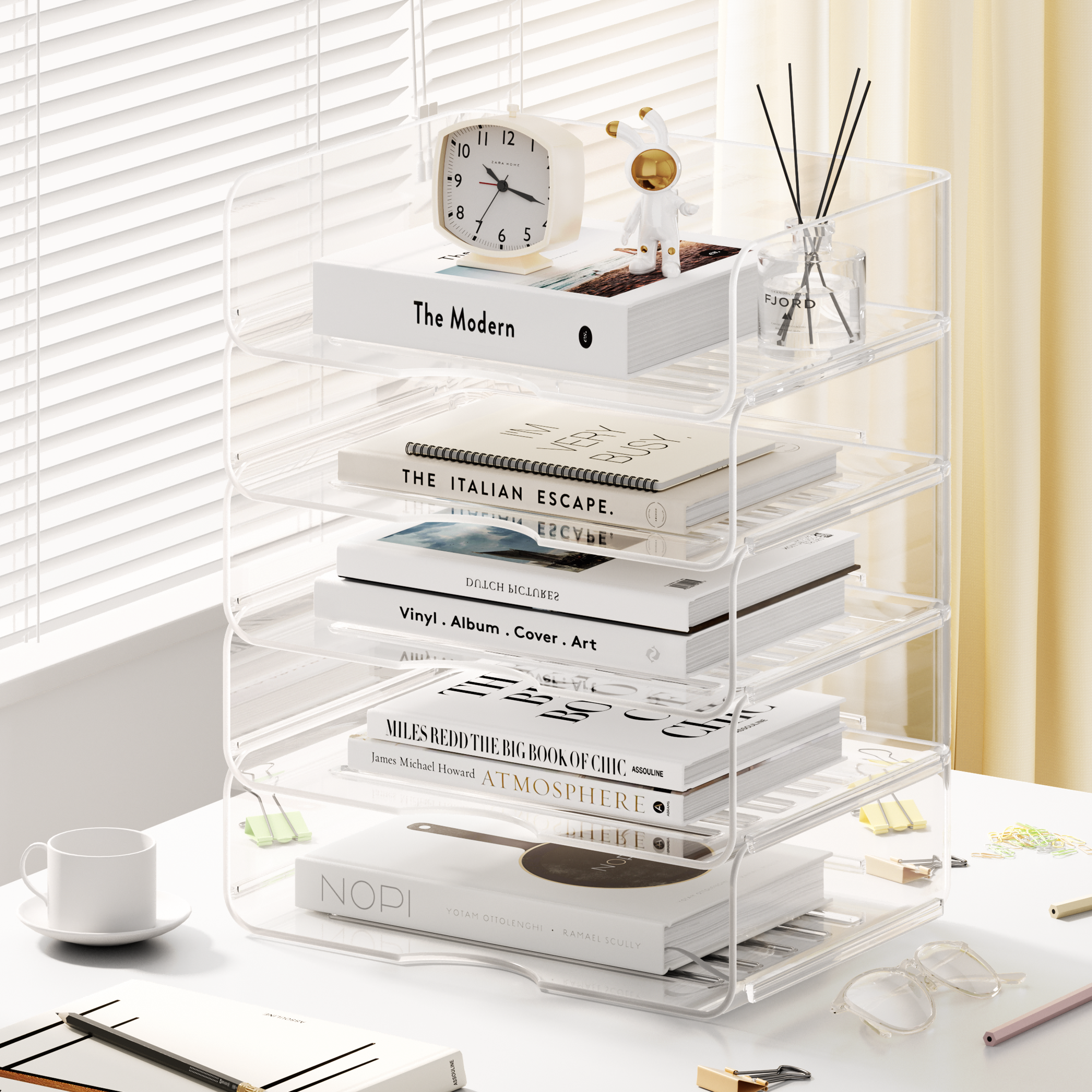 桌面文件收纳架A4纸收纳盒办公桌置物架透明亚克力抽屉式整理盒资料文件栏框办公室文件座工位可叠加书本桌柜,文具电教/文化用品/商务用品,文件座/文件架/文件框,淘宝优惠券,粉丝福利购,淘宝优惠卷