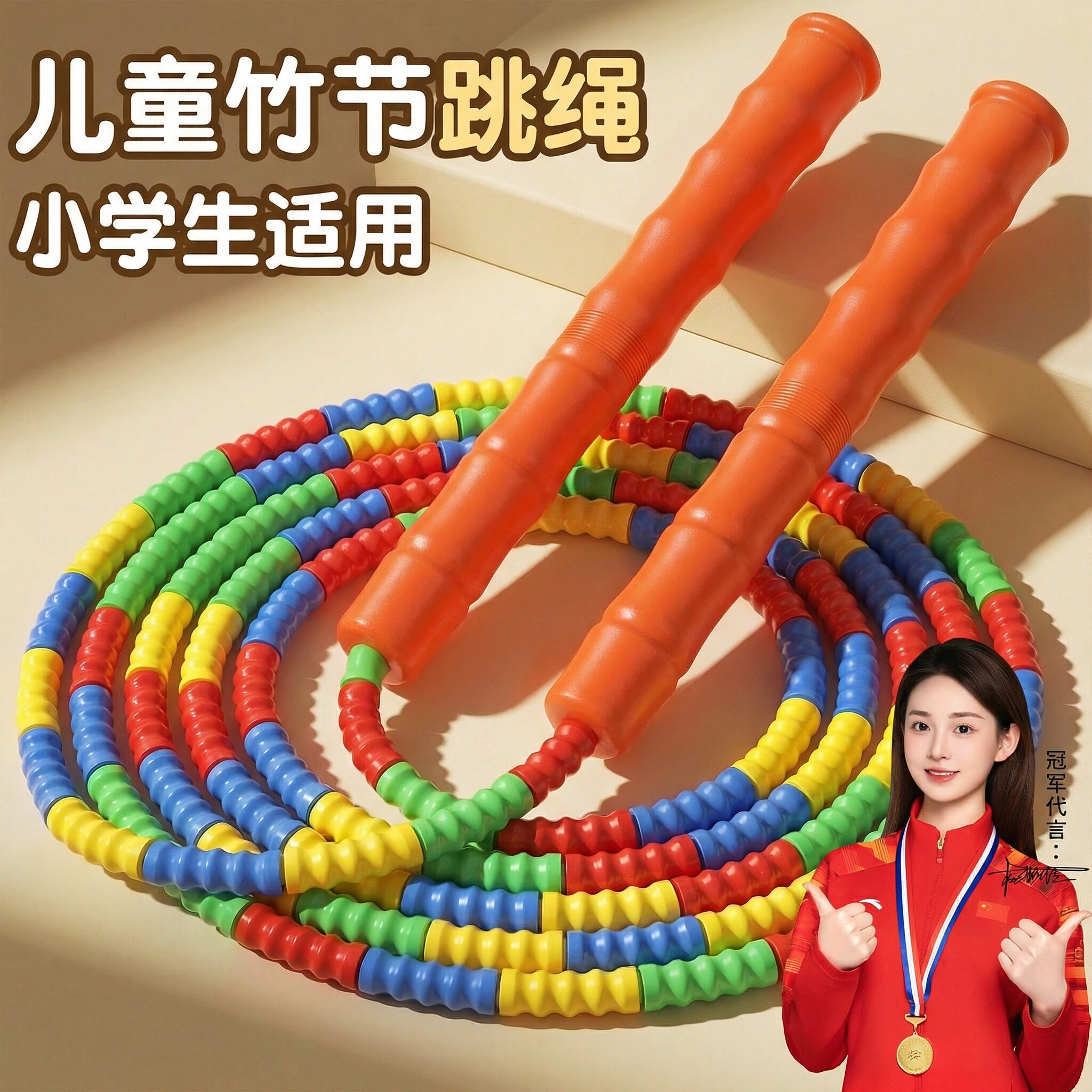 竹节跳绳小学生专用儿童健身运动花样跳绳幼儿园比赛软珠初学者