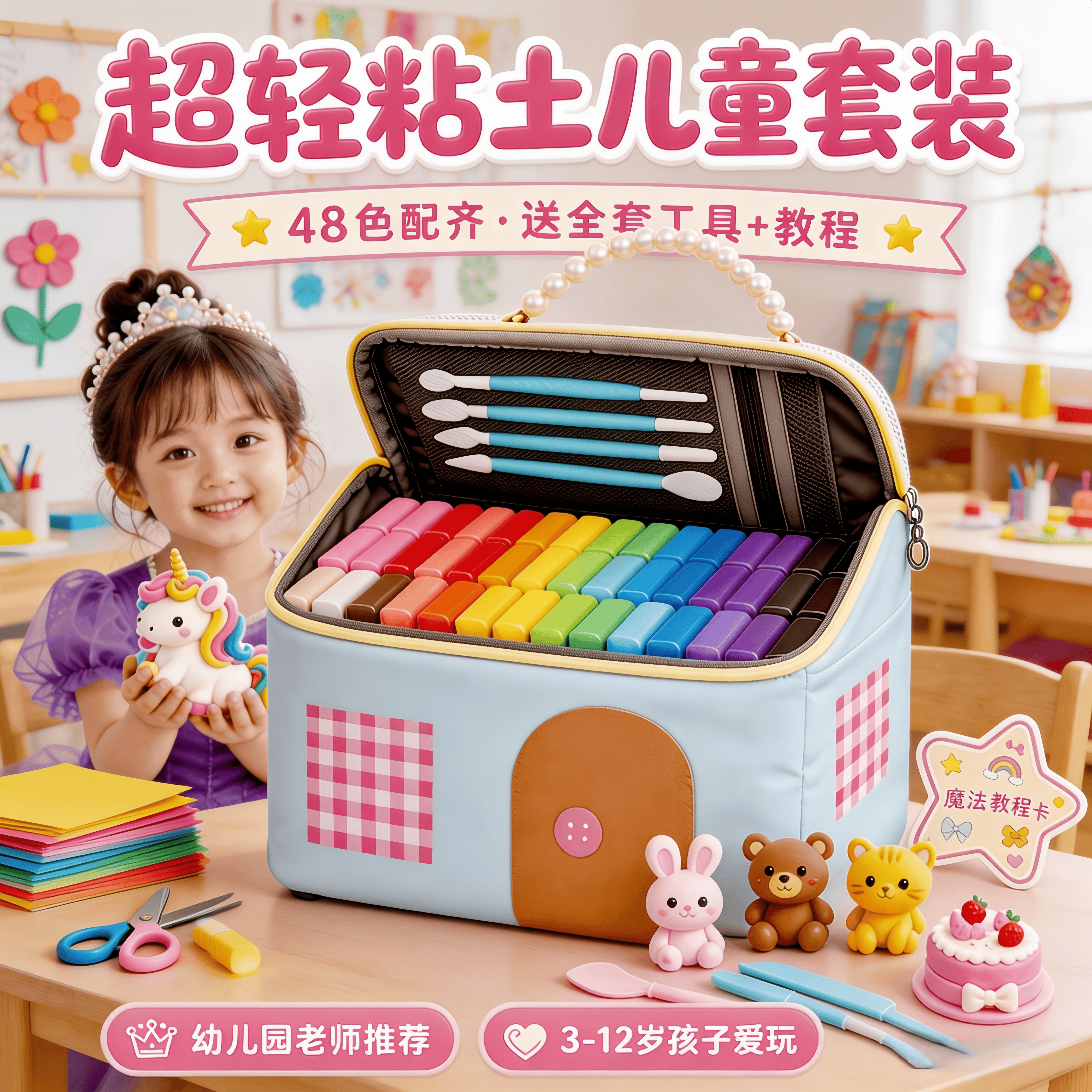 超轻粘土儿童套装48色手工玩具图片