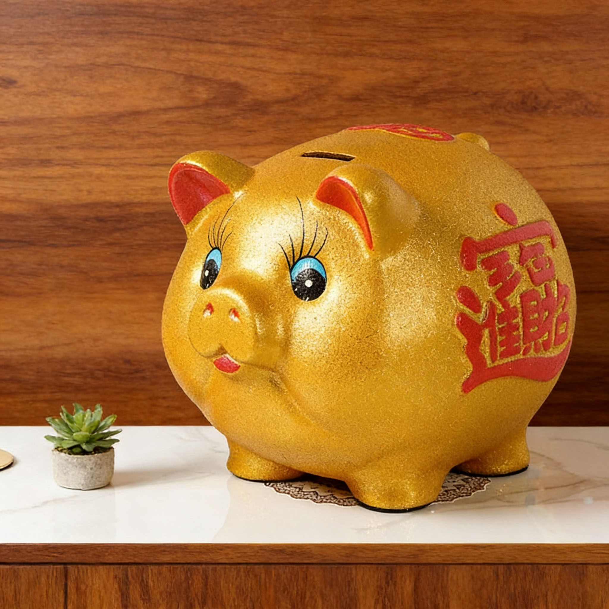 新款特大号金猪存钱罐陶瓷猪摆件只进不出礼品创意儿童储钱罐