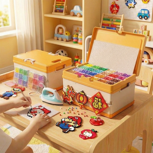 拼豆diy手工材料包全套新年拼豆mard家融合豆工具套装儿童礼物