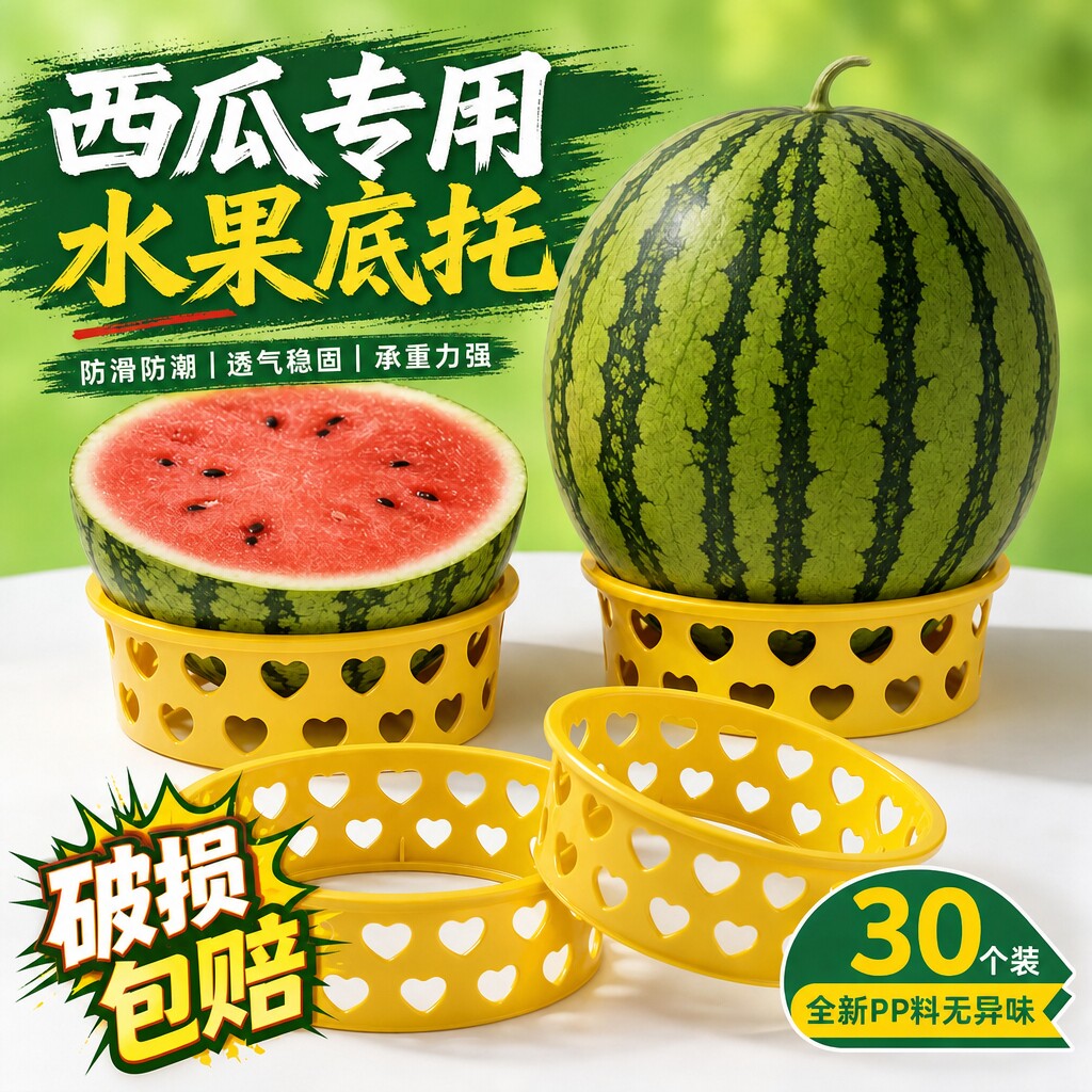 超市水果陈列摆放底托西瓜托圆形哈蜜瓜榴莲固定圈水果店专用托盘
