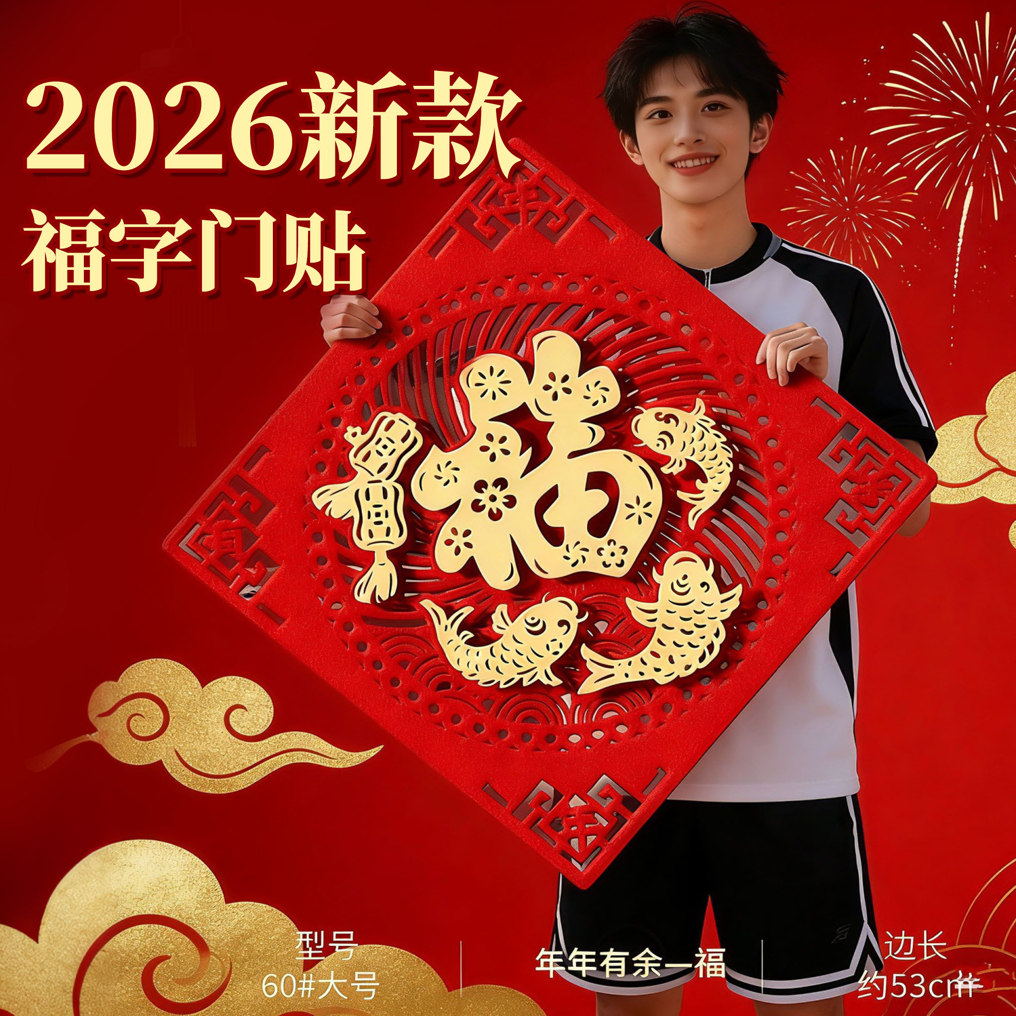 2026马年立体新款装饰福字门贴