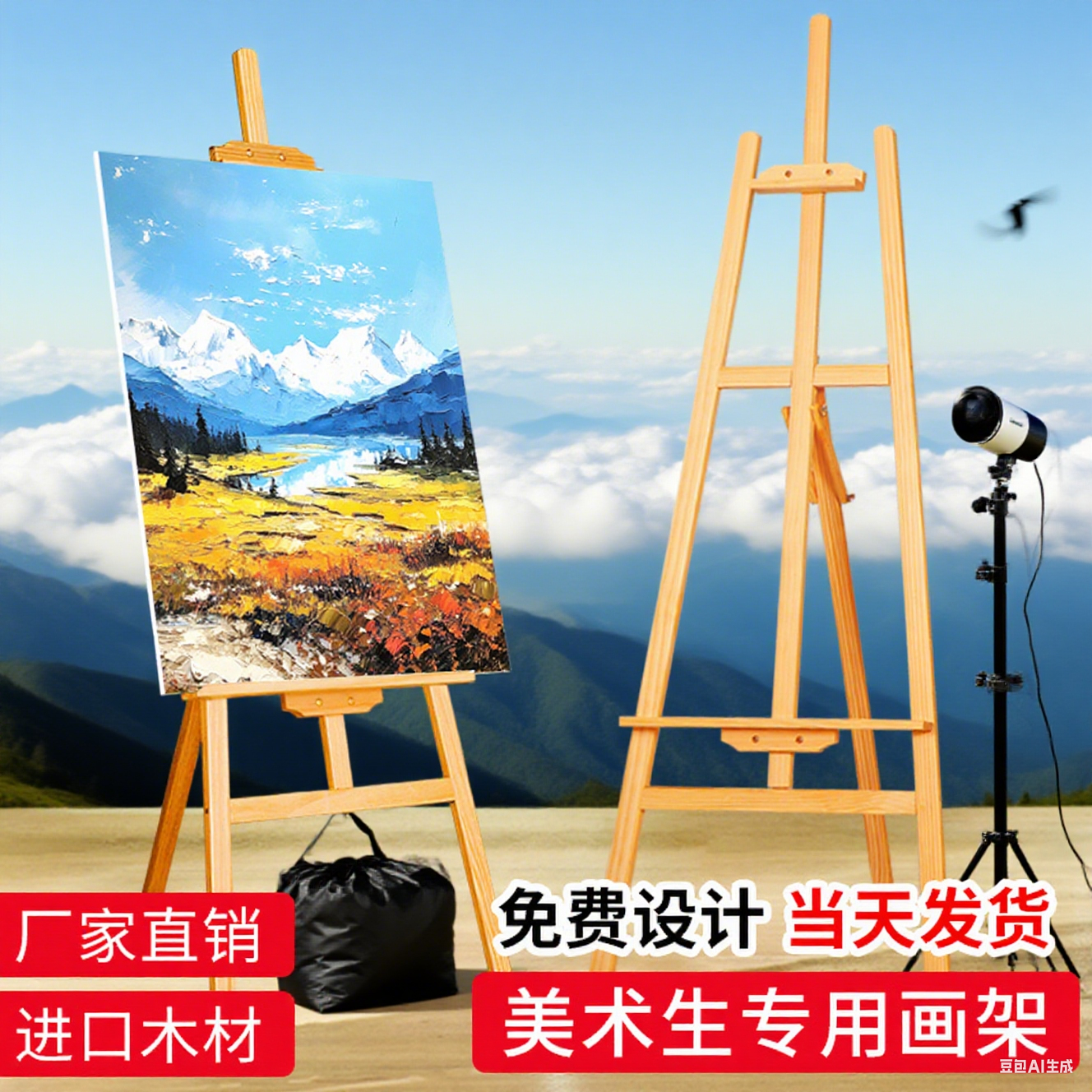 名卓美术生专用素描实木画板