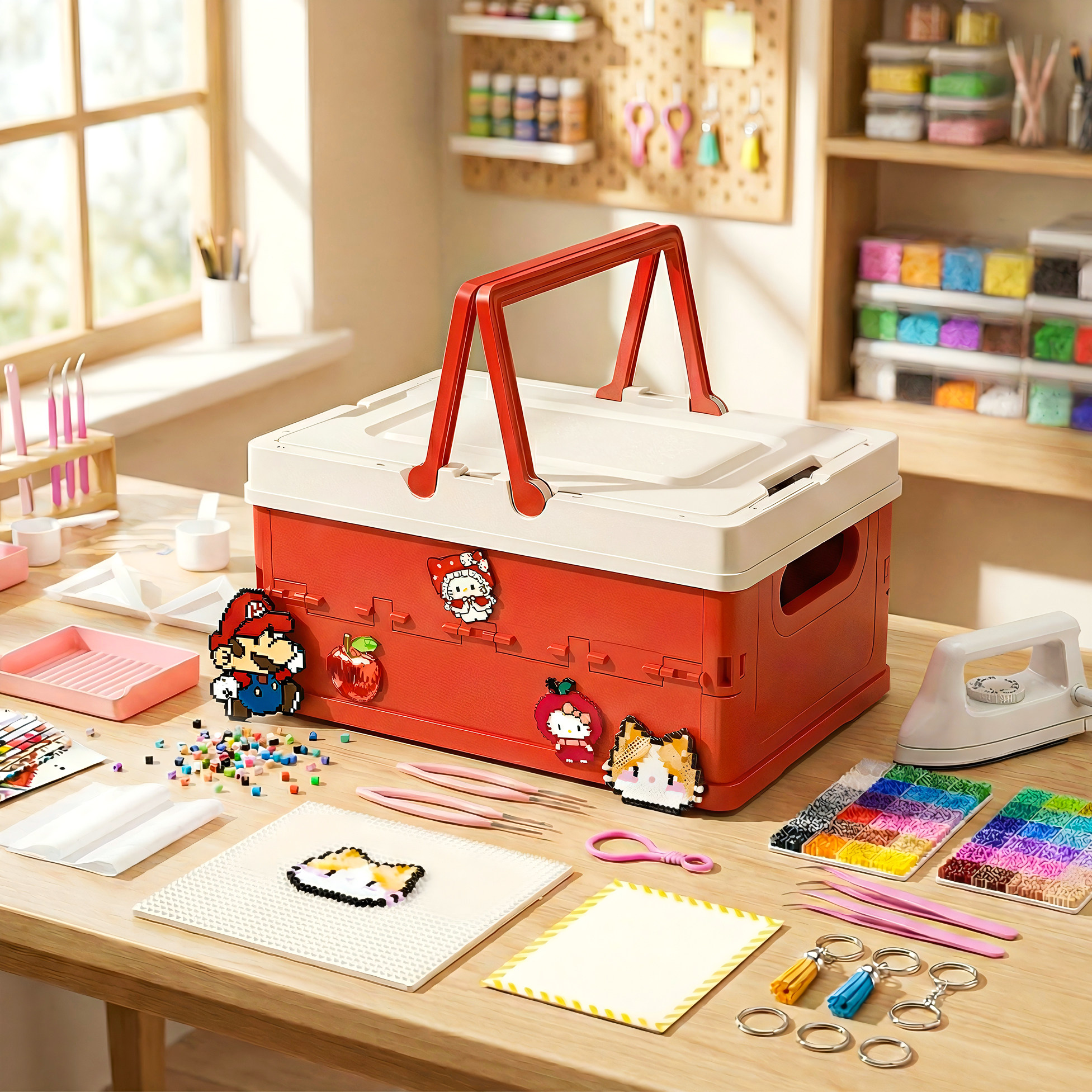 拼豆豆手工diy材料包全套装工具笔专用熨斗正版女孩生日礼物礼盒