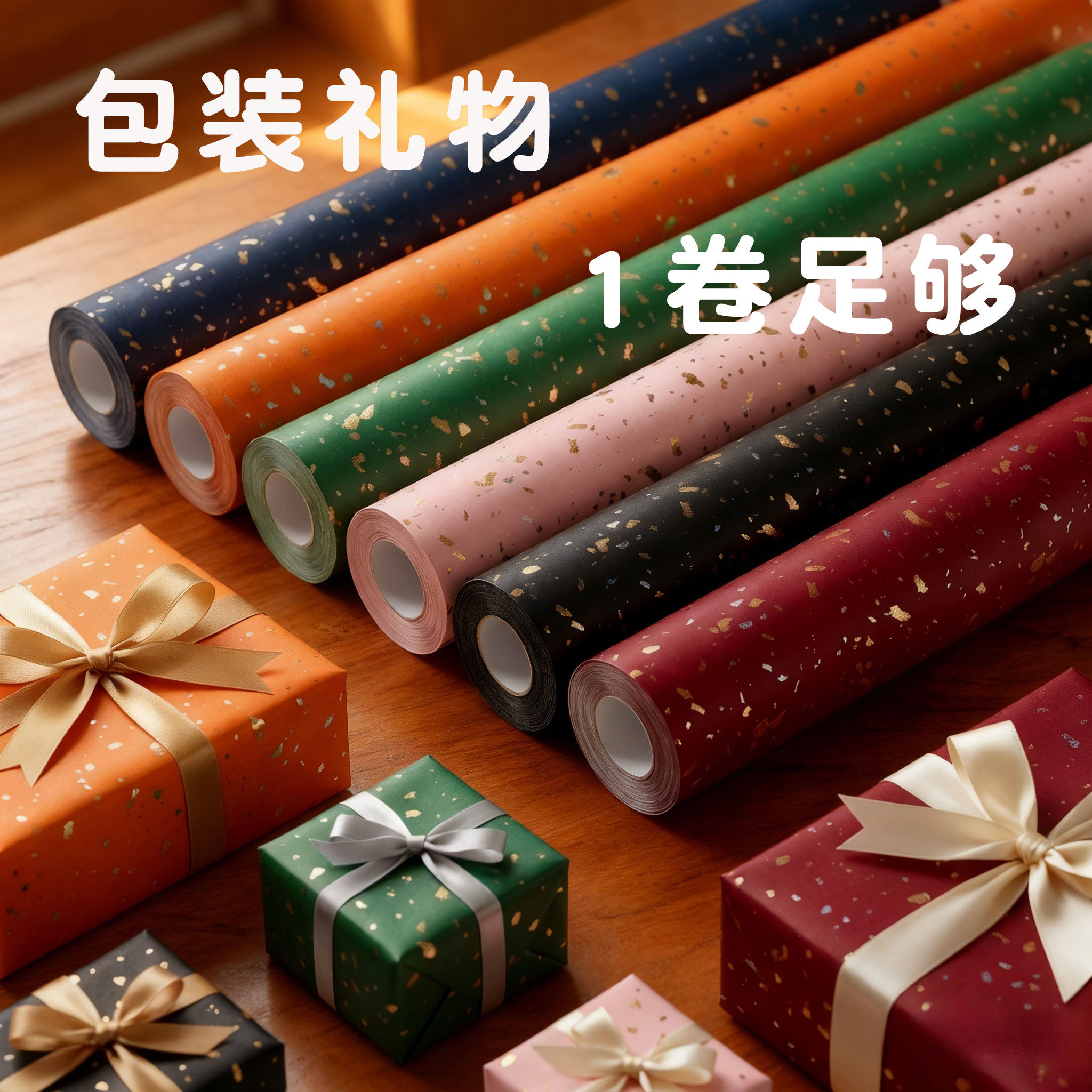 包装纸礼品纸卷筒款洒金生日礼物新年情人节红色喜庆结婚礼盒包装高级感丝带男女生复古超大尺寸礼物ins材料,文具电教/文化用品/商务用品,包装纸/蜂窝纸,淘宝优惠券,粉丝福利购,淘宝优惠卷