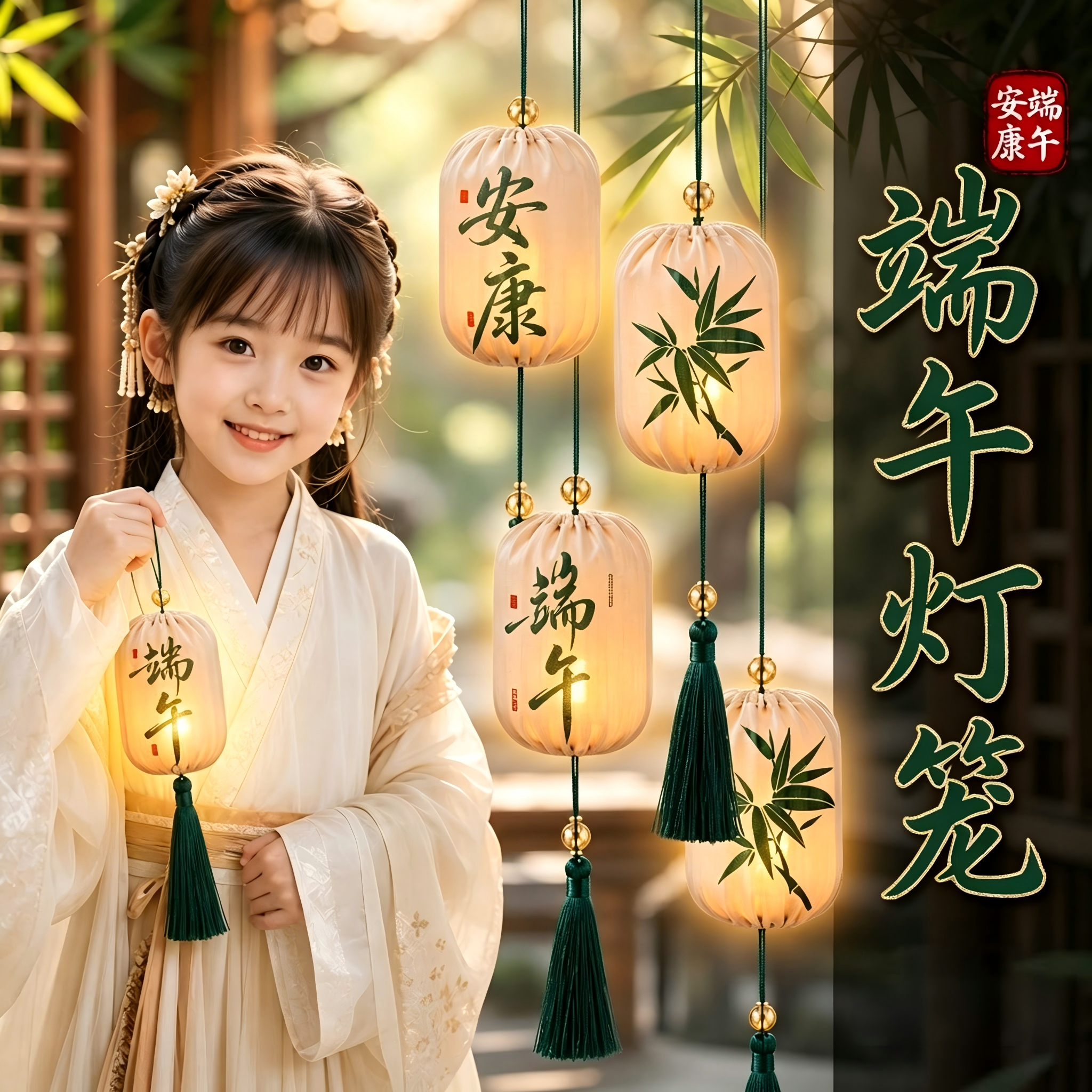端午装饰小红灯笼新款2026花灯户外防水挂饰绿植树上盆景挂件发光
