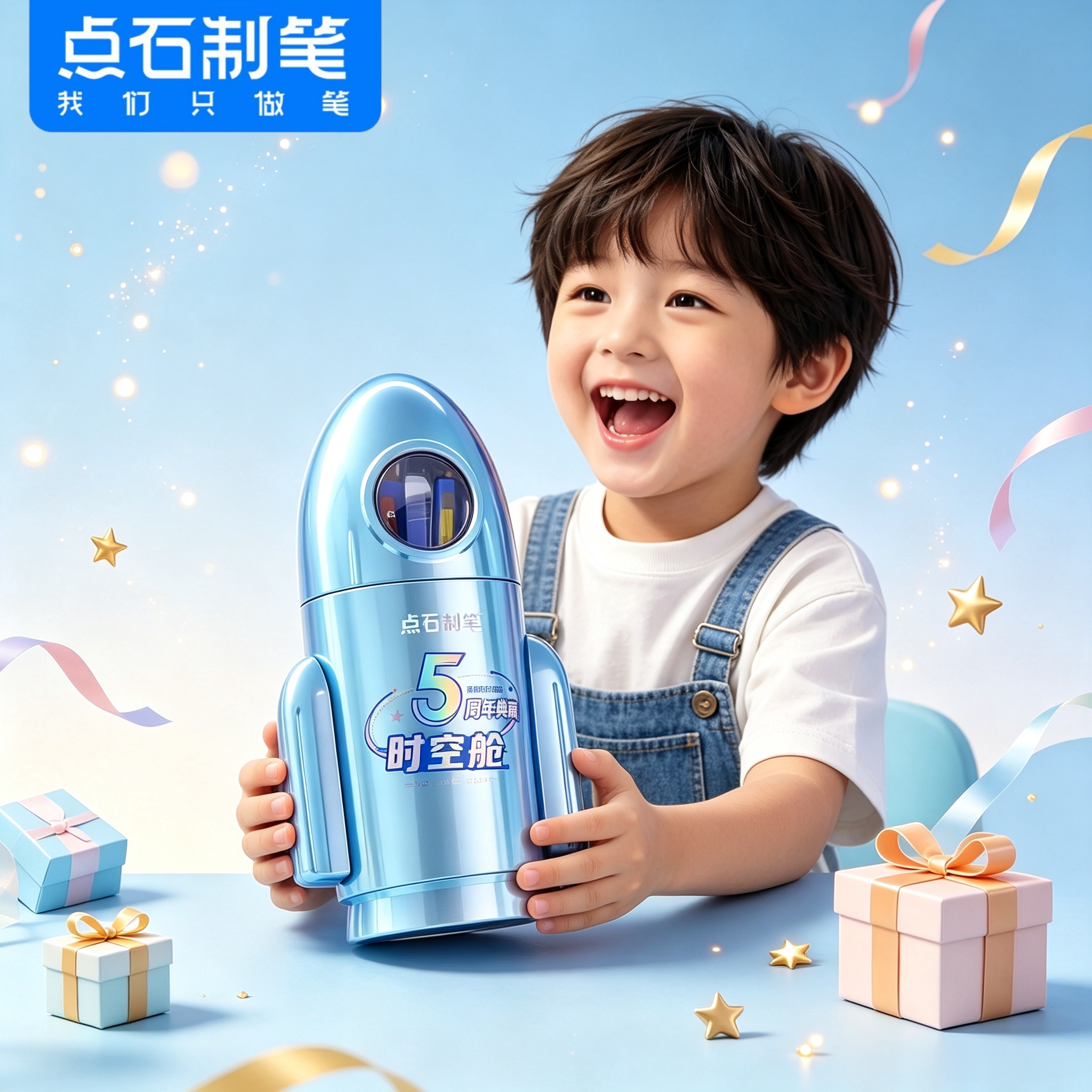 【开学礼物】点石时空舱五周年限定小火箭笔筒中性笔文具礼盒赛博生日礼物大礼包男女生中小学生361E-B图片