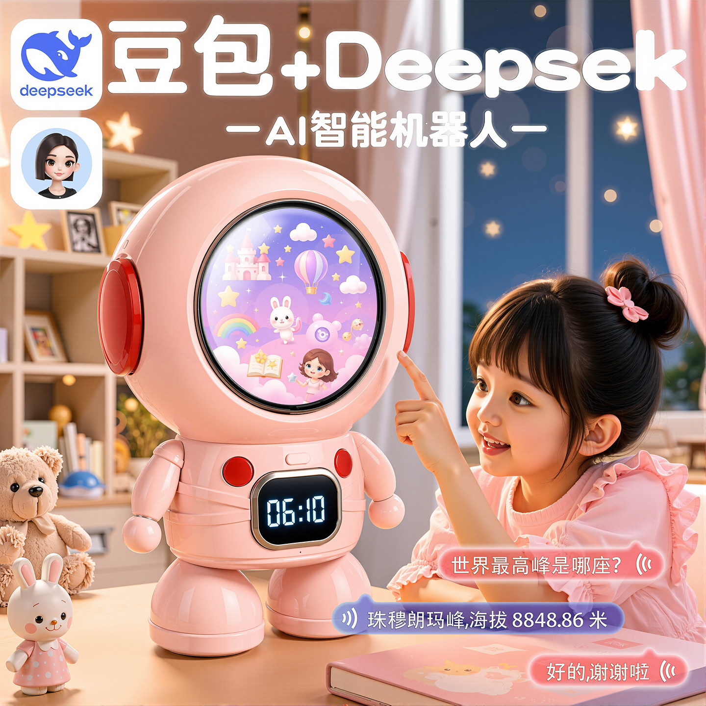 豆包ai智能机器人工DeepSeek对话玩具聊天陪伴学习六一儿童节礼物
