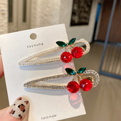 2022年新款 韩国可爱樱桃发夹刘海夹少女侧边顶夹鸭嘴夹发卡夹子