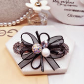 韩版 刘海发夹淑女蕾丝珍珠水钻蝴蝶结鸭嘴夹头顶夹公主风发饰品女