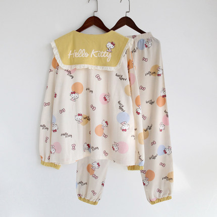 hellokitty睡衣女春秋韩版甜美可爱纯棉长袖可外穿家居服女套装春