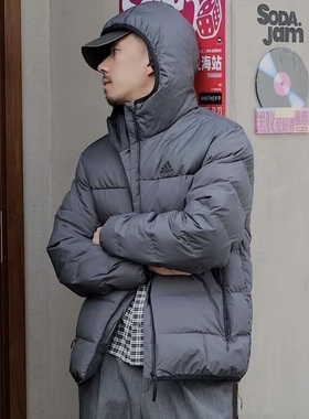 Adidas阿迪达斯男子冬季防风连帽保暖运动休闲羽绒服JW6776