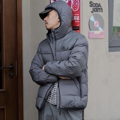 Adidas阿迪达斯男子冬季防风连帽保暖运动休闲羽绒服JW6776