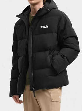 FILA斐乐2025冬季新款男女同款连帽保暖外套羽绒服F51U549904FBK