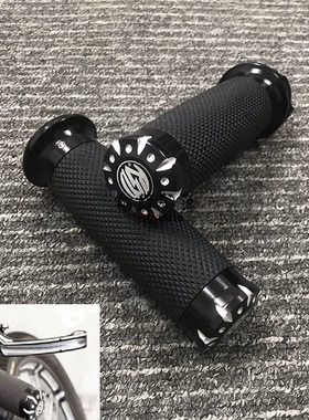 适用哈雷883 1200 X48 72大滑翔路王硬汉肥仔改装CNC手把胶手把套