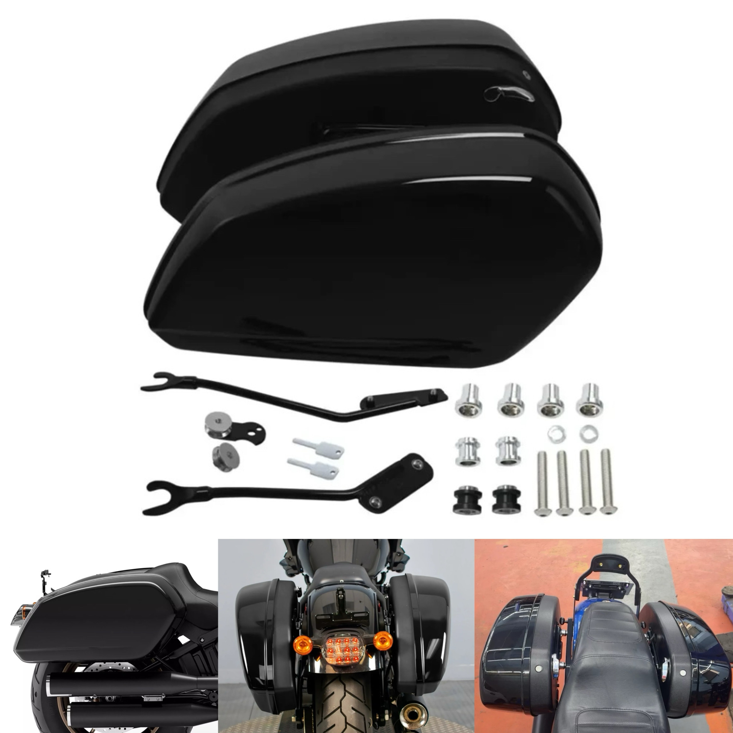 适用哈雷软尾标准街霸路威ST凌动滑翔改装快拆储物边箱加装行李箱