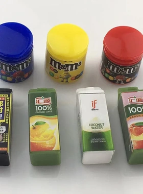 迷你瓶装M豆牛奶果汁饮料卡通可爱儿童玩具微缩树脂配件饰品