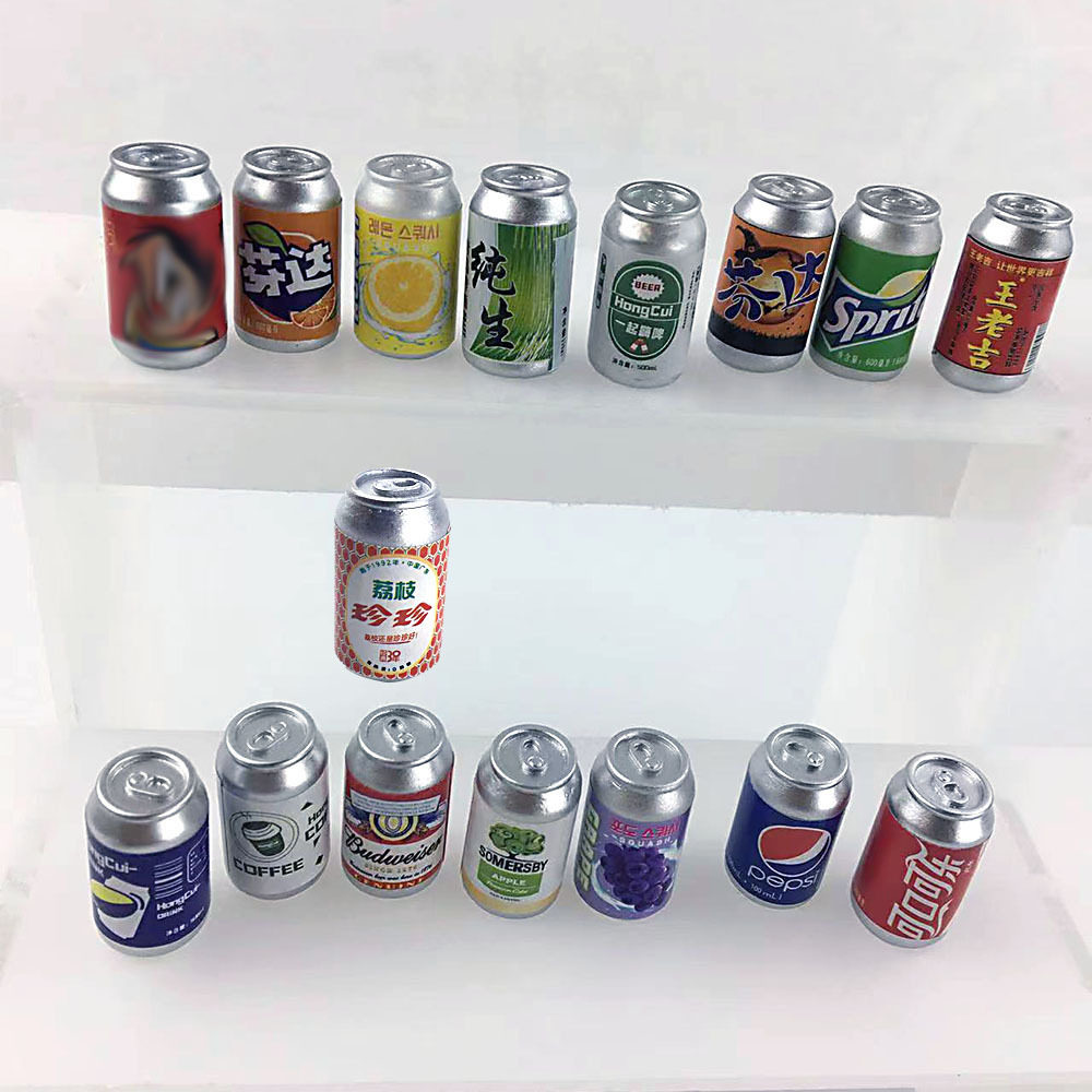 新品迷你易拉罐啤酒树脂仿真立体小瓶子模型微景观场景游乐场
