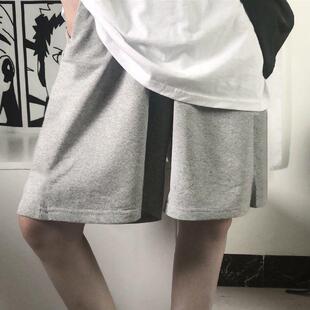 高腰运动休闲裤中裤直筒女新款显瘦夏天灰黑色短裤宽松阔腿五分裤