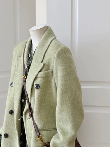 Костюм, демисезонное короткое шерстяное пальто, городской стиль