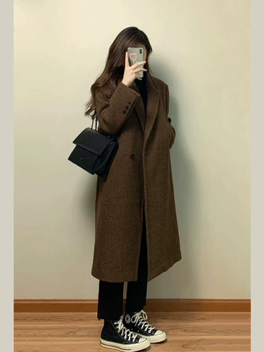 Демисезонное шерстяное пальто, яркий броский стиль, изысканный стиль