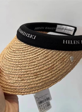 日本夏季h牌拉菲草帽女夏遮阳防晒沙滩帽空顶防紫外线帽子upf50+