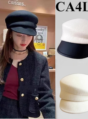 日本CA4LA秋冬鸭舌帽女章若楠fever同款报童帽子百搭羊毛呢贝雷帽
