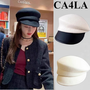 日本CA4LA秋冬鸭舌帽女章若楠fever同款报童帽子百搭羊毛呢贝雷帽