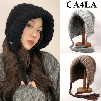 ca4la新款巴拉克拉法帽长辫针织帽子女冬编织羊毛毛线包头帽保暖