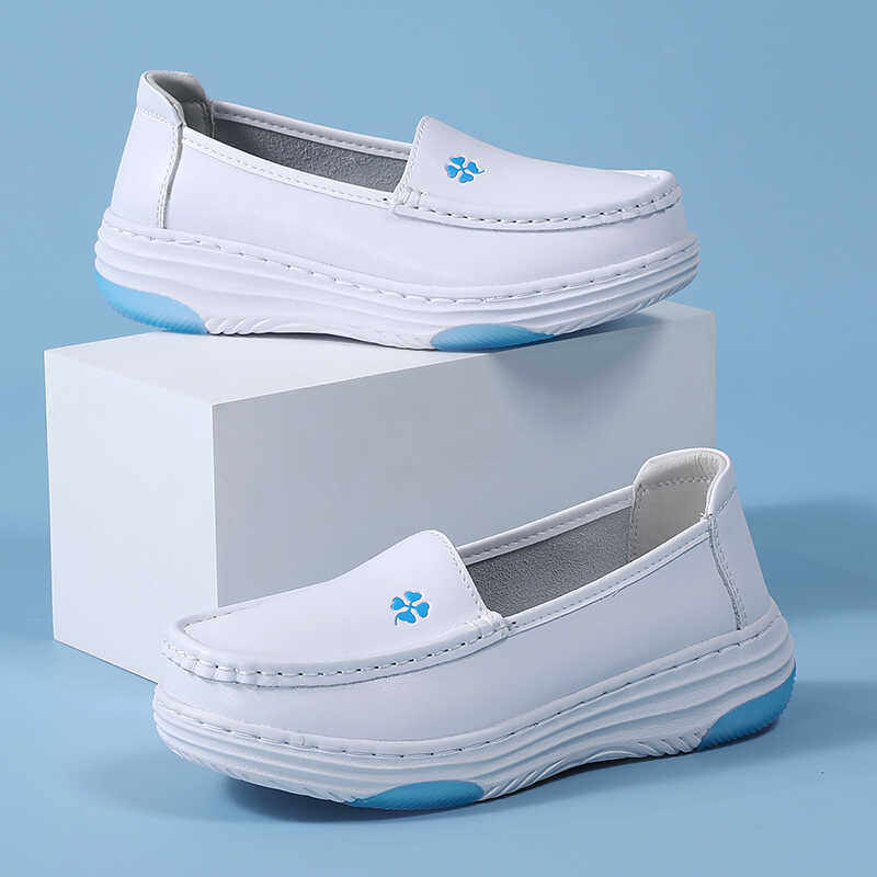 春秋护士鞋女真皮软底不累脚透气防臭防滑医护人员专用白鞋工作鞋