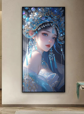 中国风京剧花旦led灯挂画火锅店国潮装饰画饭店包厢戏曲美女壁画