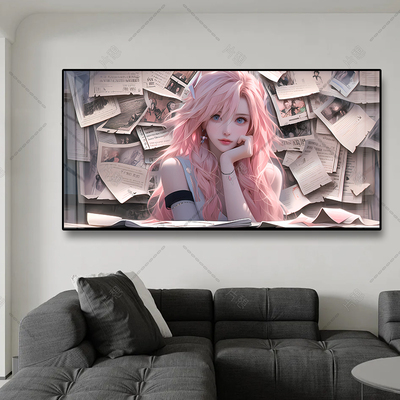 英雄联盟挂画萝莉金克丝酒店美女游戏led发光装饰画卧室房间壁画