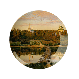 14英寸列维坦油画画盘 欧式美式客厅餐厅家居装饰盘子墙壁饰摆件