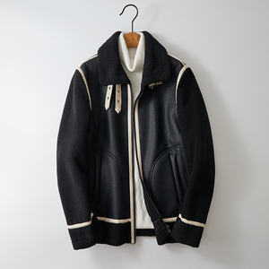 2025新款皮毛一体机车服外套韩版保暖拼接男士夹克F525*P265控399图片
