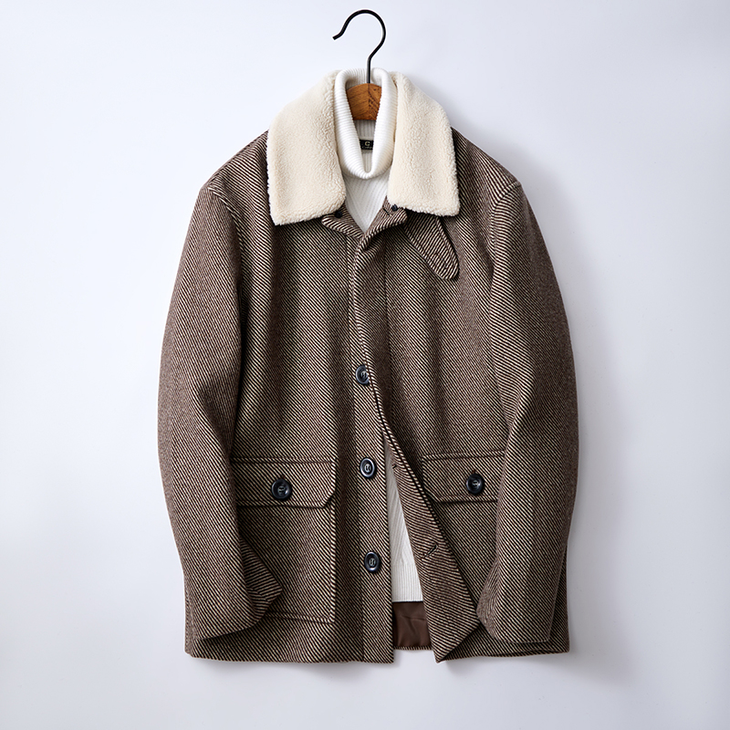 2025新款毛呢斜纹男士夹克外套韩版翻领羊毛大衣F2311*P265控399，男装夹克，电商D221(原钱塘6000)