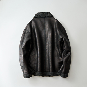 新款皮毛一体颗粒绒男士短款夹克休闲仿麂皮绒外套F527*P265控399图片