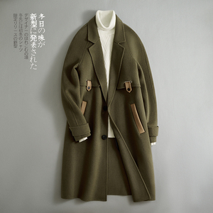 双面毛呢拼色长款大衣男士休闲韩版羊毛外套F1818*P385控699