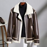 新款休闲皮毛一体机车服男外套加厚抗寒颗粒绒皮衣F518*P265控399，男装皮衣，电商D221(原钱塘6000)